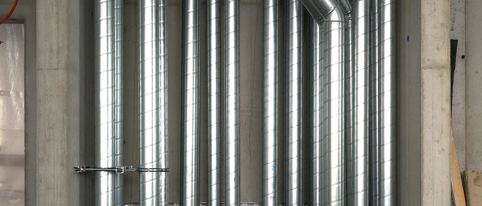 Galvanised mechanical ductwork and pipework